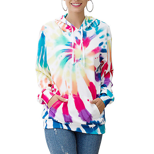 

Women's Hoodie Sweatshirt Tie Dye Print Daily Sports Other Prints Sportswear Streetwear Hoodies Sweatshirts Blue Yellow Red