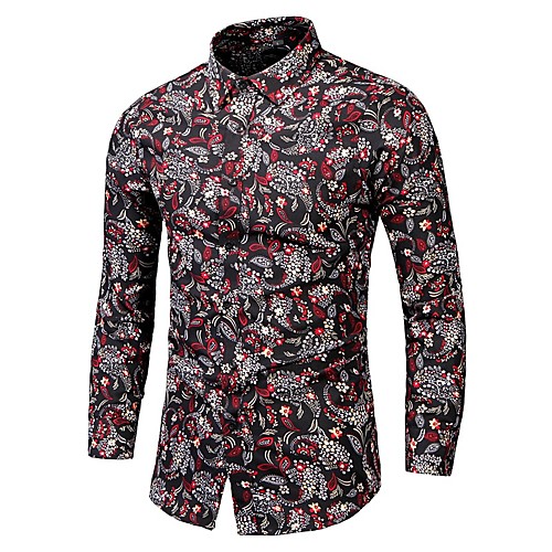

Men's Shirt Other Prints Graphic Plus Size Long Sleeve Casual Tops Casual Soft Breathable Red