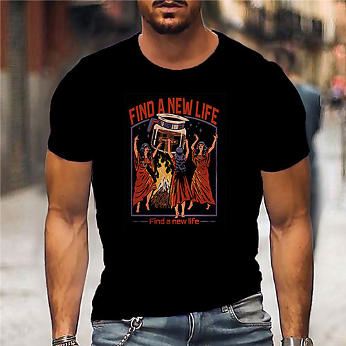 

Men's Unisex Tee T shirt Shirt Hot Stamping Graphic Prints Human Print Short Sleeve Daily Tops Casual Designer Big and Tall Black / Summer