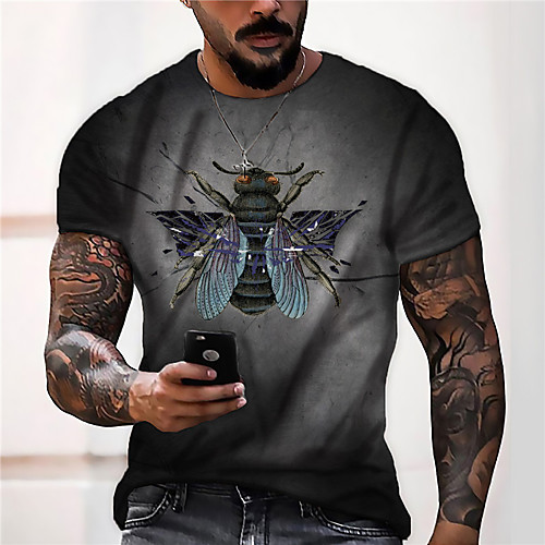 

Men's Unisex Tee T shirt Shirt 3D Print Graphic Prints Bee Print Short Sleeve Daily Tops Casual Designer Big and Tall Black