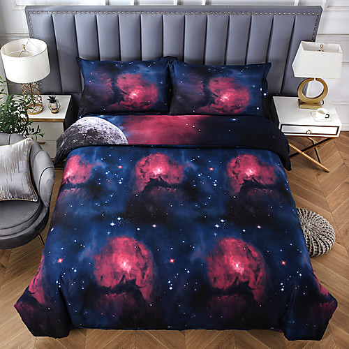 

Galaxy Printed Duvet Cover Twin Size Universe Decor Bedding Duvet Cover Outer Space Theme Comforter Cover Teens Kids Boys Quilt Cover 3D Starry Sky Series Bedding Set Soft Skin-Friendly Bed Cover