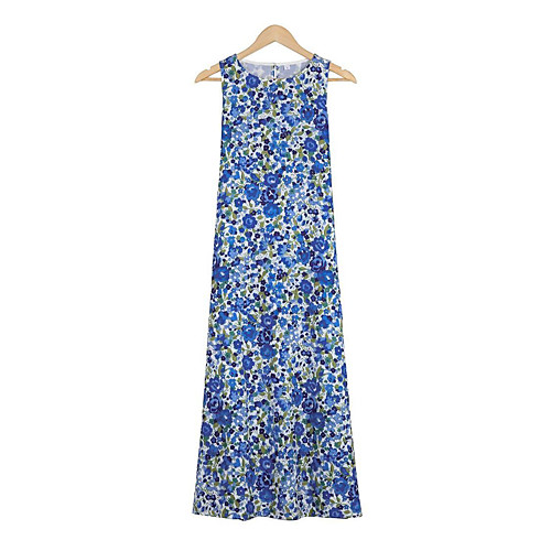

Women's Strap Dress Midi Dress Blue Red Sleeveless Florals Spring Summer Casual 2021 S M L XL XXL