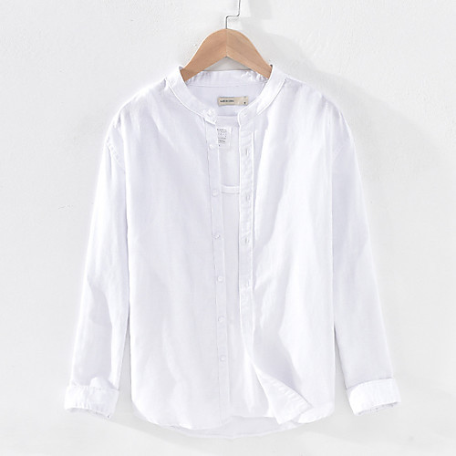 

Men's Shirt Solid Color Button-Down Long Sleeve Casual Tops Lightweight Casual Fashion Breathable Blue Gray Khaki