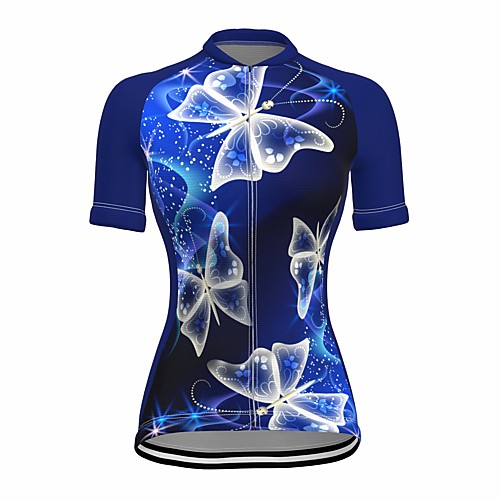 

21Grams Women's Short Sleeve Cycling Jersey Summer Spandex Blue Butterfly Bike Top Mountain Bike MTB Road Bike Cycling Quick Dry Moisture Wicking Sports Clothing Apparel / Stretchy / Athleisure
