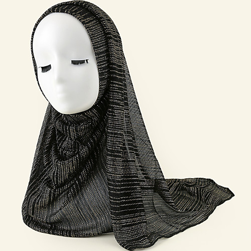 

Women's Hijab Casual / Daily Black Scarf Solid Colored
