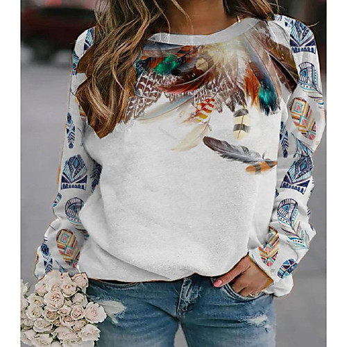 

Women's Sweatshirt Pullover Print Print Daily Sports Other Prints Sportswear Streetwear Hoodies Sweatshirts White