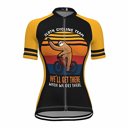 

21Grams Women's Short Sleeve Cycling Jersey Summer Spandex Black Sloth Animal Bike Top Mountain Bike MTB Road Bike Cycling Quick Dry Moisture Wicking Sports Clothing Apparel / Stretchy / Athleisure