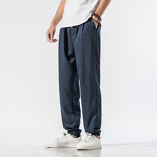 

Men's Stylish Classic Style Outdoor Daily Home Pants Chinos Pants Solid Color Full Length Classic Drawstring Light gray Black Dark Gray Navy Blue Coffee