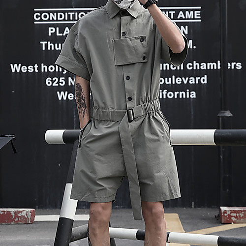 

Men's Stylish Casual / Sporty Streetwear Comfort Breathable Daily Sports Rompers Pants Solid Color Full Length Pocket ArmyGreen Black