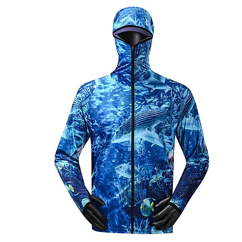 

CAWANFLY Men's Hoodie Jacket Fishing Jacket Outdoor Long Sleeve UPF50 UV Protection Quick Dry Waterproof Zipper Lightweight Jacket Top Autumn / Fall Spring Summer Athleisure Fishing Camping & Hiking
