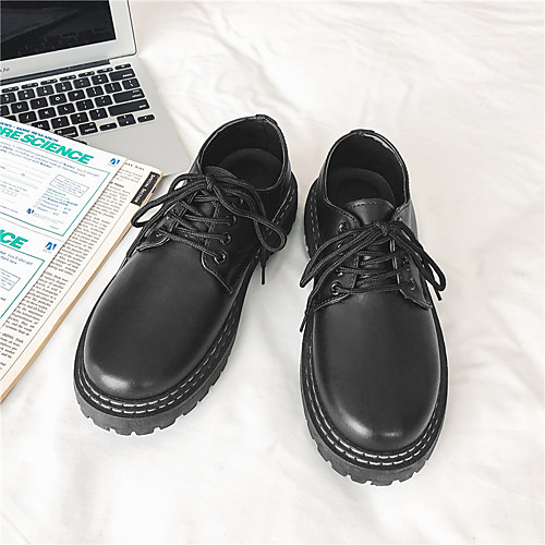 

Men's Sneakers Preppy Daily PU Breathable Non-slipping Wear Proof Black Fall Spring