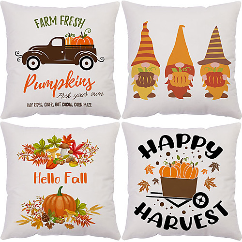 

Autumn Double Side Cushion Cover 4PC Soft Decorative Square Throw Pillow Cover Cushion Case Pillowcase for Bedroom Livingroom Superior Quality Machine Washable Outdoor Cushion for Sofa Couch Bed Chair Pumpkin Fall