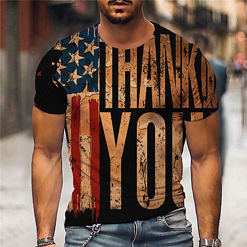 

Men's Unisex Tee T shirt Shirt 3D Print Graphic Prints Flag Letter Print Short Sleeve Daily Tops Casual Designer Big and Tall Yellow