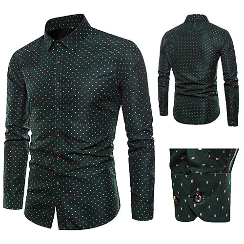 

Men's Shirt non-printing Polka Dot Plus Size Long Sleeve Casual Tops Casual Soft Breathable Green