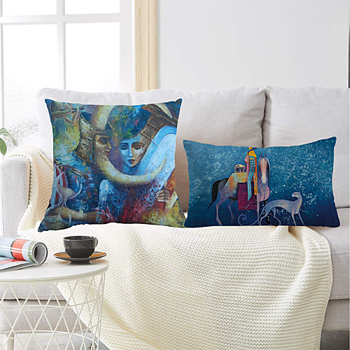 

Oil Painting Style Double Side Cushion Cover 2PC Soft Decorative Square Throw Pillow Cover Cushion Case Pillowcase for Bedroom Livingroom Superior Quality Machine Washable Outdoor Cushion for Sofa Couch Bed Chair Fantasy