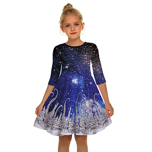 

Santa Suit Dress Cosplay Costume Girls' Movie Cosplay Cute Blue Black Dress Christmas Halloween New Year Polyester