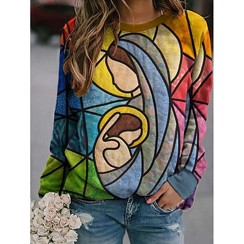 

Women's Sweatshirt Pullover Print Print Daily Sports Other Prints Sportswear Streetwear Hoodies Sweatshirts Rainbow