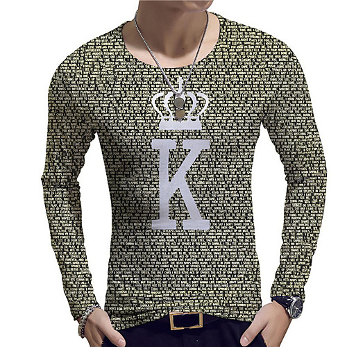 

Men's Unisex Tee T shirt Shirt 3D Print Graphic Prints Letter Print Long Sleeve Daily Tops Casual Designer Big and Tall Yellow Black Red