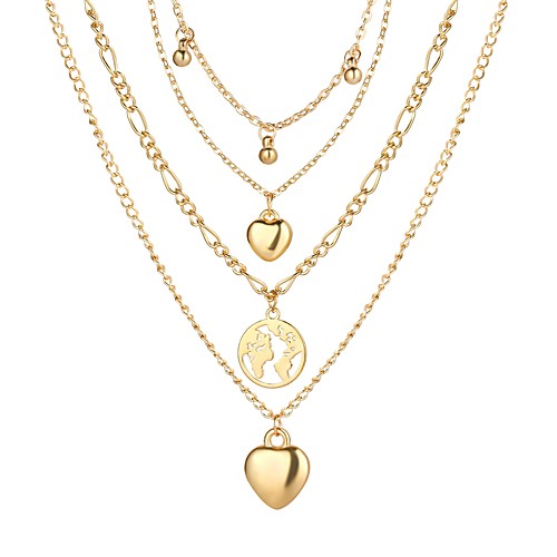 

Women's Layered Necklace Classic Heart Alloy Gold 47 cm Necklace Jewelry 1pc For Party Evening Street Formal Festival