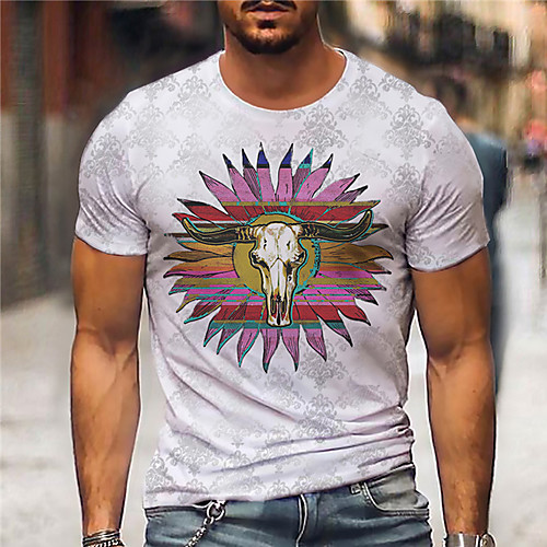 

Men's Unisex Tee T shirt Shirt 3D Print Graphic Prints Antelope Print Short Sleeve Daily Tops Casual Designer Big and Tall White