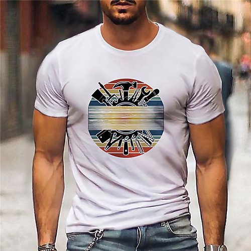 

Men's Unisex Tee T shirt Shirt Hot Stamping Graphic Prints Hammer Print Short Sleeve Daily Tops Casual Designer Big and Tall White Black / Summer