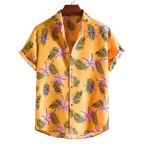 

Men's Shirt Graphic Short Sleeve Casual Tops Fashion Beach Yellow