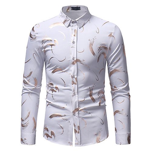 

Men's Shirt Graphic Print Long Sleeve Weekend Tops Lightweight Comfortable Wine White Black
