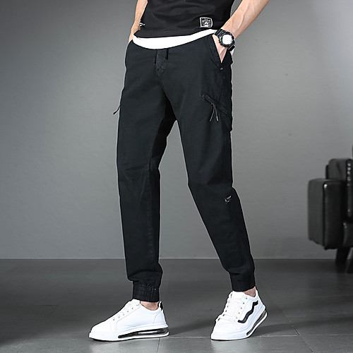 

Men's Cargo Casual / Sporty Pants Chinos Pants Patchwork Solid Color Army Green Gray Khaki Black