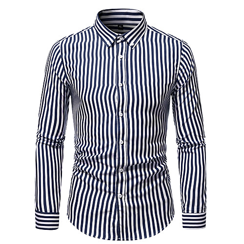 

Men's Shirt Other Prints Striped Long Sleeve Work Tops Business Lightweight Blue Red Navy Blue