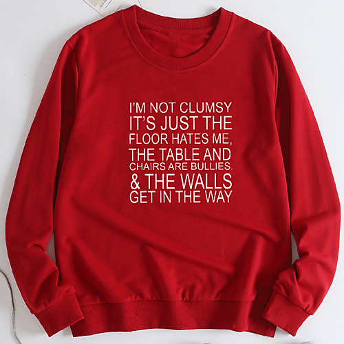 

Women's Pullover Sweatshirt Letter Print Casual Hot Stamping Casual Hoodies Sweatshirts Wine Red Blushing Pink Red