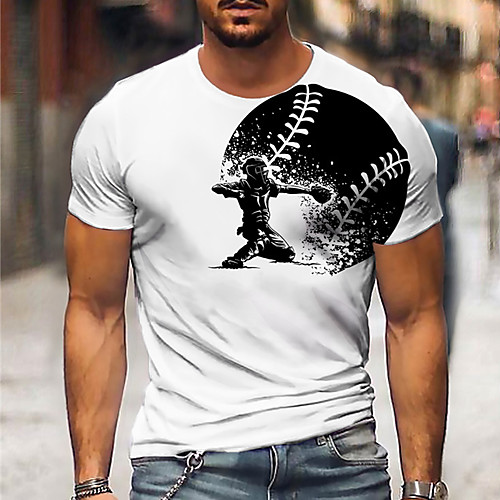 

Men's Unisex Tee T shirt Shirt Hot Stamping Graphic Prints Olympics Print Short Sleeve Casual Tops Cotton Basic Designer Big and Tall White