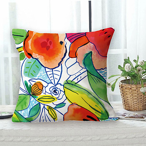 

Floral Double Side Cushion Cover 1PC Soft Decorative Square Throw Pillow Cover Cushion Case Pillowcase for Bedroom Livingroom Superior Quality Machine Washable Outdoor Cushion for Sofa Couch Bed Chair Oil Painting Style