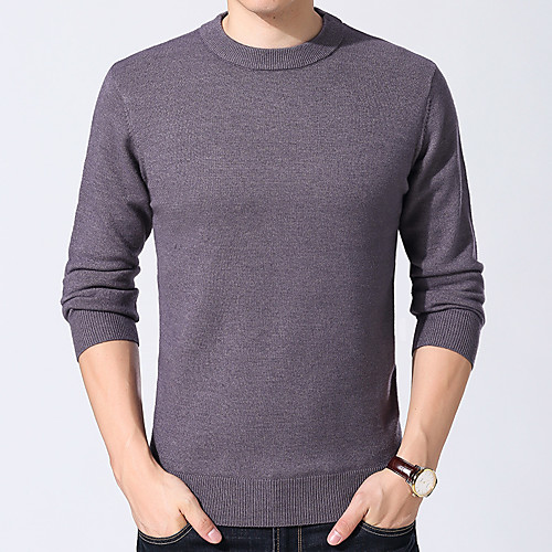

Men's Stylish Vintage Style Knitted Solid Color Pullover Sweater Long Sleeve Sweater Cardigans Turtleneck Fall Winter Purple Wine Gray