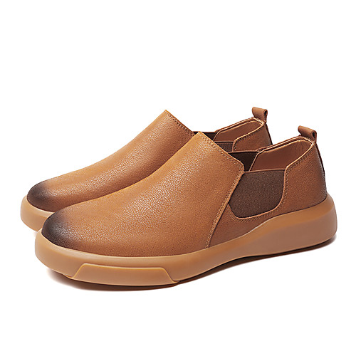 

Men's Loafers & Slip-Ons Casual Daily Nappa Leather Breathable Non-slipping Wear Proof Khaki Black Brown Fall Spring