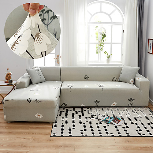 

Dandelion Flying Dazzling Gold Line Sofa Cover 1-Piece Couch Cover Fit for 1-4 Seater L-shape Couch Soft Stretch Slipcover Spandex Jacquard Fabric Easy to Install(1 Free Cushion Cover)