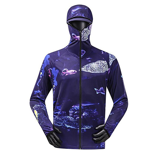 

CAWANFLY Men's Hoodie Jacket Fishing Jacket Outdoor Long Sleeve UPF50 UV Protection Quick Dry Waterproof Zipper Lightweight Jacket Top Autumn / Fall Spring Summer Athleisure Fishing Camping & Hiking