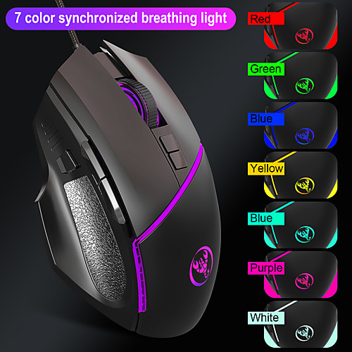 

LITBest A876 Wired USB Gaming Mouse / Ergonomic Mouse Led Breathing Light 6400 dpi 7 pcs Keys 7 Programmable Keys
