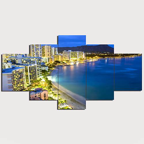 

5 Panels Wall Art Canvas Prints Painting Artwork Picture City Painting Home Decoration Decor Rolled Canvas No Frame Unframed Unstretched