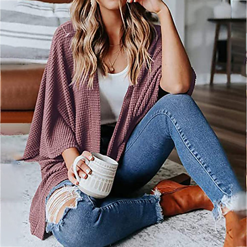 

Women's Coat Sport Fall Summer Regular Coat Regular Fit Warm Sporty Casual Jacket 3/4 Length Sleeve Solid Color Patchwork Blue Blushing Pink