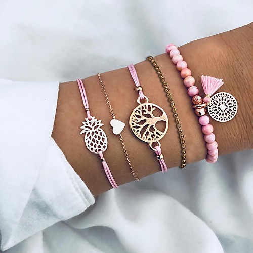 

Women's Bead Bracelet Pendant Bracelet Classic Birthday Simple Fashion Holiday Sweet Resin Bracelet Jewelry Blushing Pink For Halloween Sport Gift Date Birthday