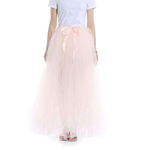 

Women's Stage Performance Active Maxi Skirts Solid Colored Layered Tulle Fuchsia Royal Blue Lavender