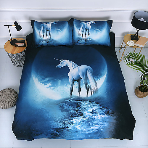 

Flying Unicorn Blue Moon Bedding Set Comforters Set Pillow Cover Duvet Cover 3Pieces Full Size Teens Kids Boys Quilt Cover(1 Duvet Cover Set 2 PillowShams)