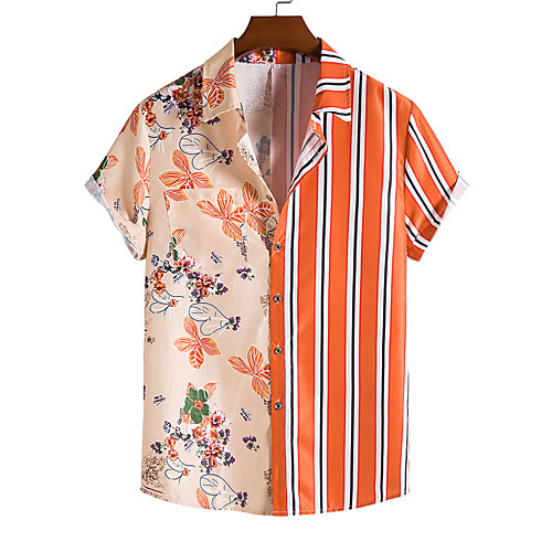 

Men's Shirt Graphic Short Sleeve Casual Tops Fashion Beach Orange