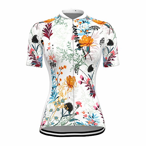 

21Grams Women's Short Sleeve Cycling Jersey Summer Spandex White Floral Botanical Bike Top Mountain Bike MTB Road Bike Cycling Quick Dry Moisture Wicking Sports Clothing Apparel / Stretchy