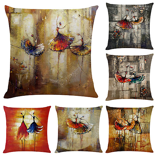 

Art Double Side Cushion Cover 6PC Soft Decorative Square Throw Pillow Cover Cushion Case Pillowcase for Bedroom Livingroom Superior Quality Machine Washable Outdoor Cushion for Sofa Couch Bed Chair Vintage
