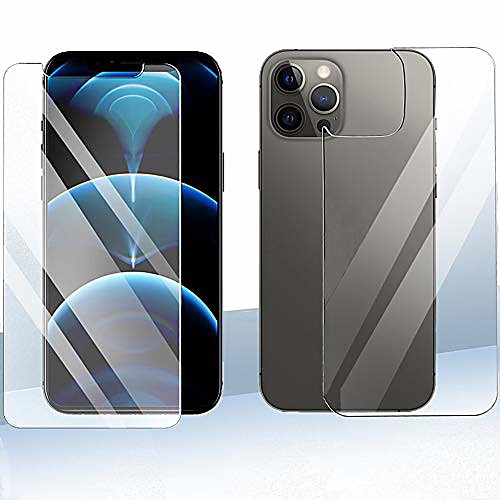 

front back screen protector compatible with iphone 12/12 pro(6.1in), rear tempered glass [3d touch] anti-fingerprint glass screen protector compatible with 12/12pro(no bubbles,upgraded)