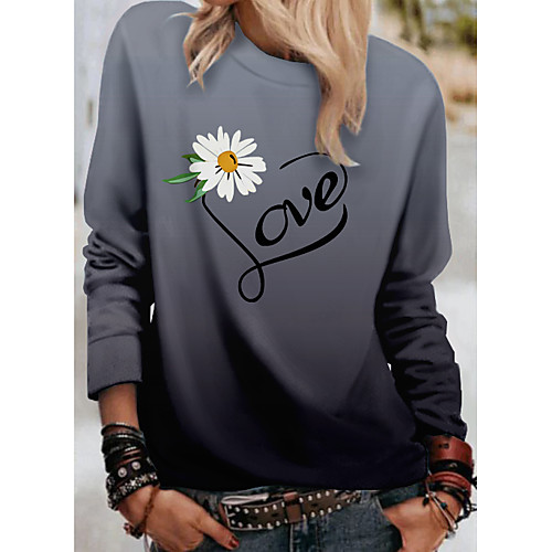 

Women's Sweatshirt Pullover Heart Gradient Daisy Print Daily Sports 3D Print Active Streetwear Hoodies Sweatshirts Blue Purple Blushing Pink