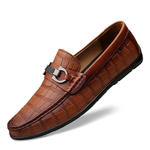 

Men's Loafers & Slip-Ons Leather Shoes Moccasin Comfort Shoes Casual Daily Nappa Leather Handmade Non-slipping Wear Proof Black Brown Fall Spring