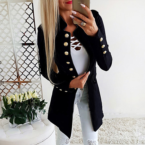 

Women Elegant Long Sleeve Blazer Fashion Solid Color Slim Fit OL Button Blazer Casual Office Business Work Jacket Long Coat Outerwear Tops