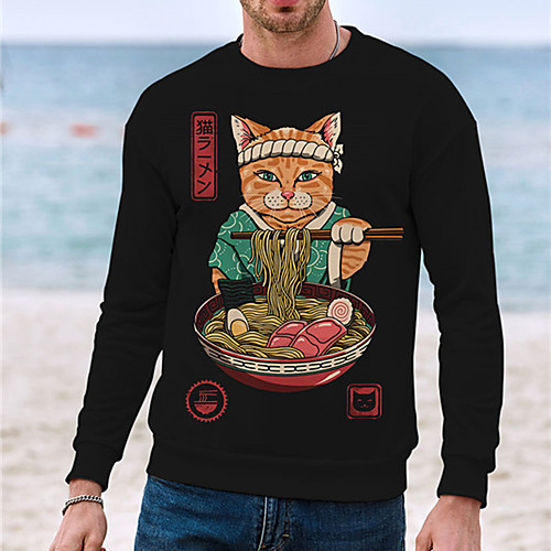 

Men's Unisex Sweatshirt Cat Graphic Prints Print Daily Sports 3D Print 3D Print Casual Hoodies Sweatshirts Black